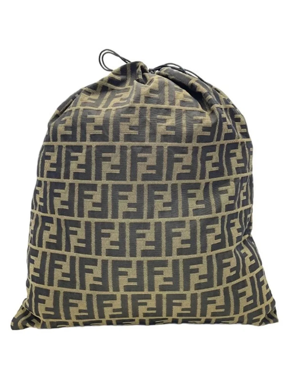 Authentic Fendi pouch Zucca drawstring pouch nylon canvas khaki black FENDI FF
